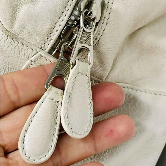 Balenciaga White Quilted Satchel with Pouch